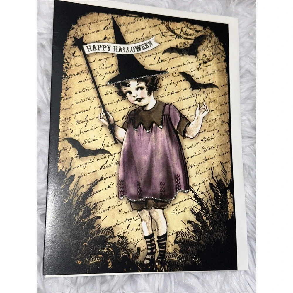 Halloween Card Lot‎ of 3 Handmade Postcard Blank Inside Gothic Happy Greeting